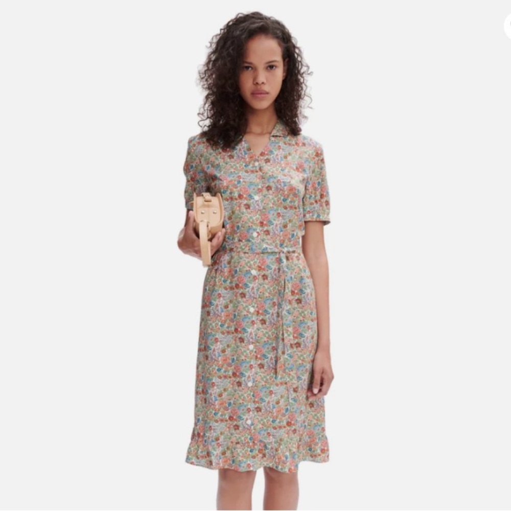 A.P.C Carmen Button Down Floral Printed Vintage Style Shirt Dress EU 42 US 10 - Picture 2 of 13